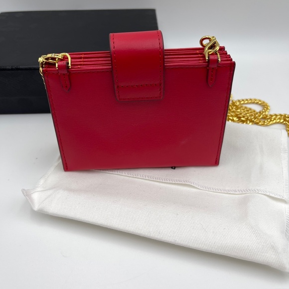 NEW MCM Mena cardholder leather wallet with chain bag in red full set - Picture 7 of 15